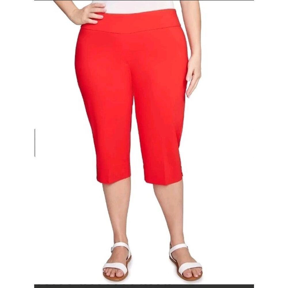 New Womens Ruby Rd Capri Pants Orange Summer Pull On Stretch Size 18